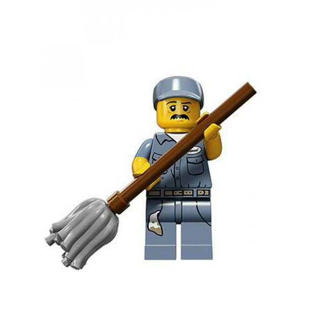Janitor Minifigure Mop Cleaning Guy 71011 Collectible Minifig LEGO Series 15